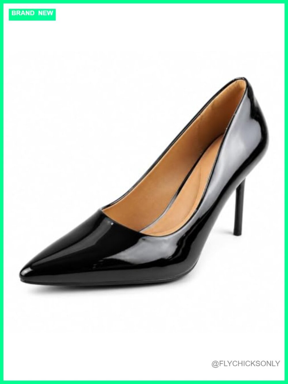 Pointed Toe Pumps 3.3-Inch Stiletto Heel Faux Patent Leather